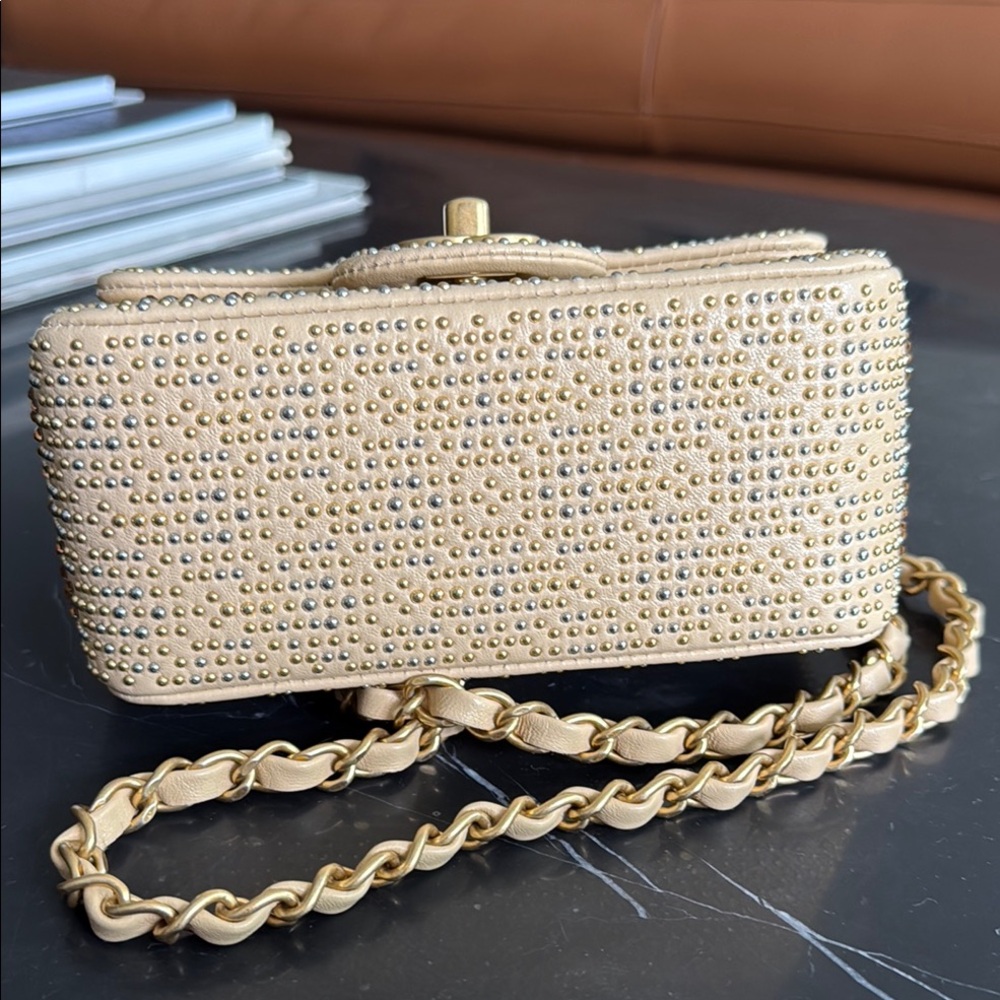 *RARE* 2025 Chanel Gold Mini Flap Bag - Gold Sparkle - Picture 14 of 16
